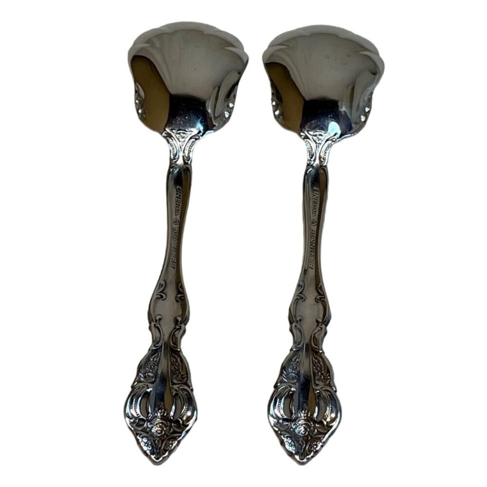 2 Oneida Stainless Michelangelo Cube Sugar Shell Spoons - Picture 2 of 3